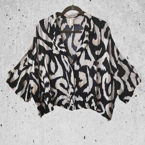 H&M Women's Animal Print Button-down Oversized Resort Shirt Size XXL